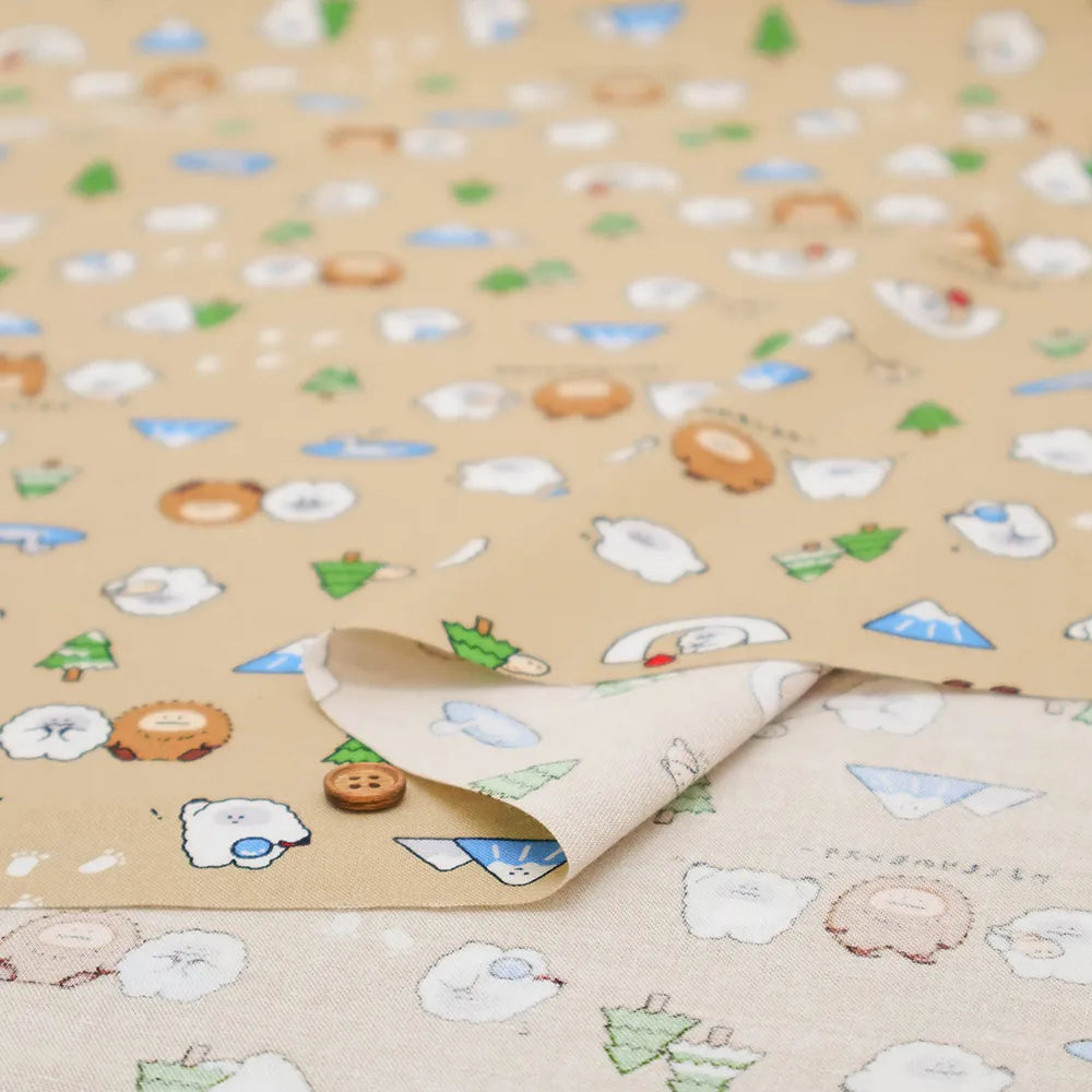 Cotton Sheeting printed Fabric - Little Mystery Yamato Forest Monsters - nomura tailor