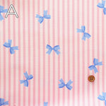Cotton Oxford Printed Fabric - Stripe Ribbon - nomura tailor