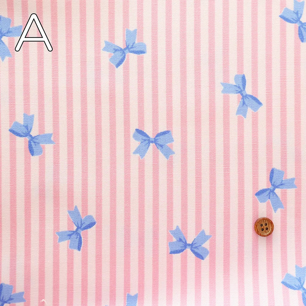 Cotton Oxford Printed Fabric - Stripe Ribbon - nomura tailor