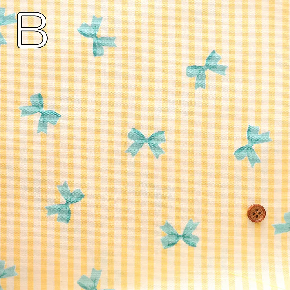 Cotton Oxford Printed Fabric - Stripe Ribbon - nomura tailor