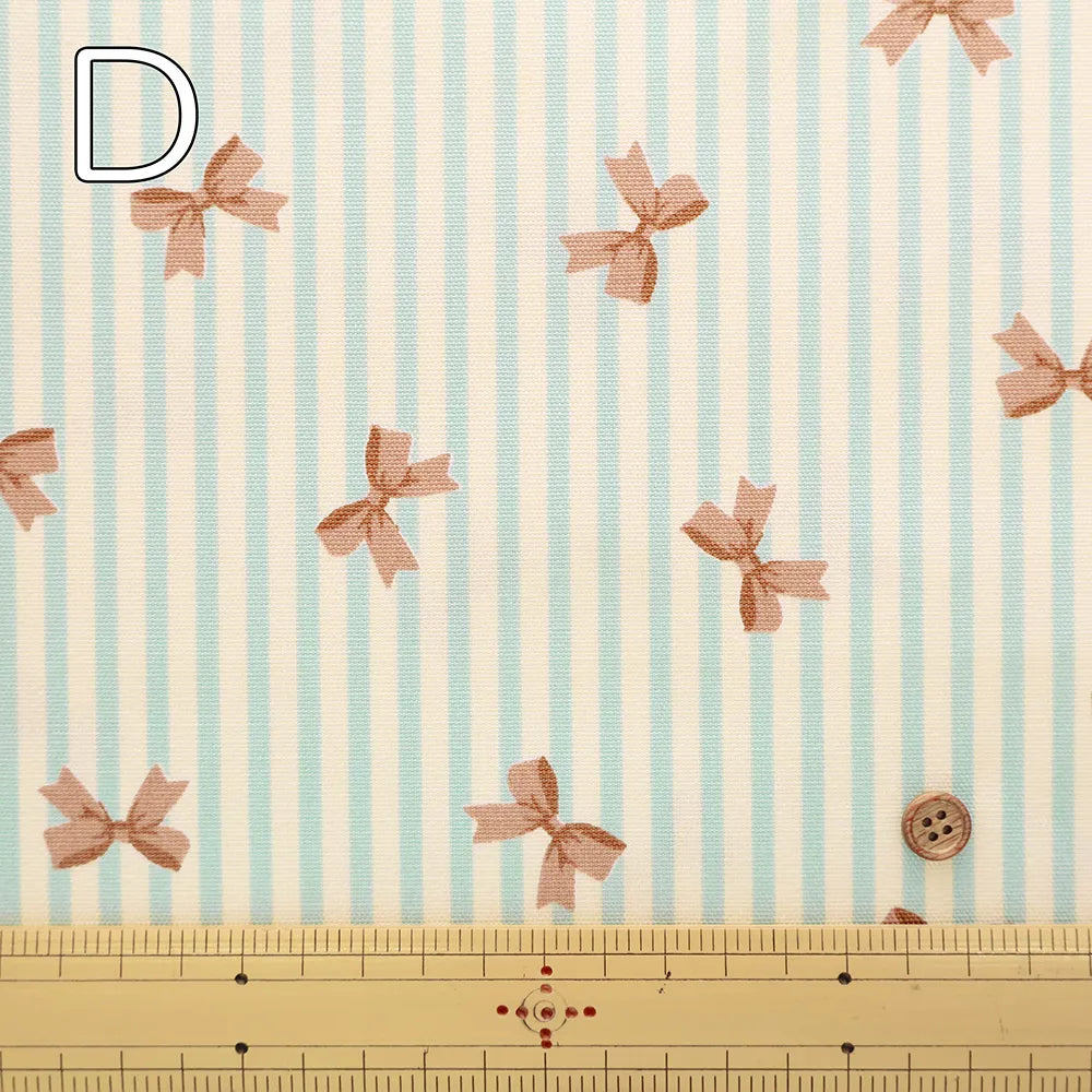 Cotton Oxford Printed Fabric - Stripe Ribbon - nomura tailor