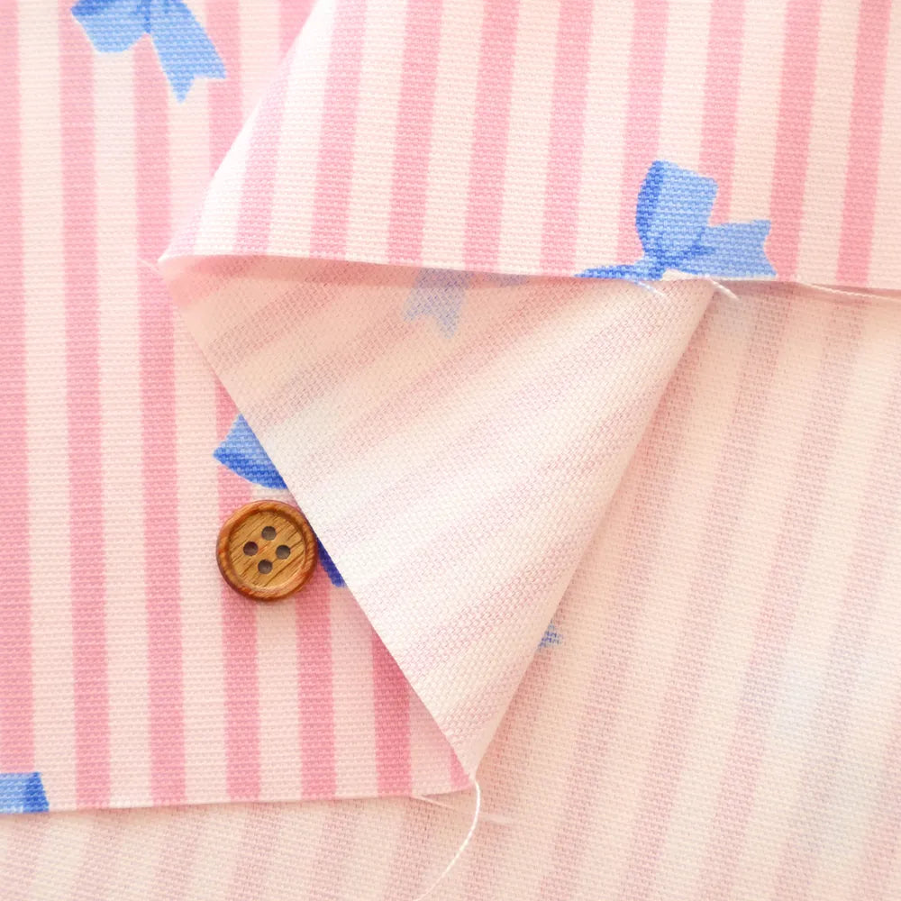 Cotton Oxford Printed Fabric - Stripe Ribbon - nomura tailor
