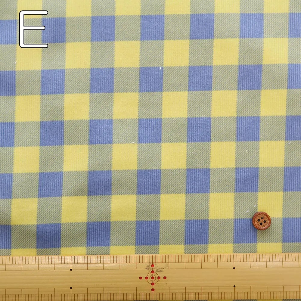 Cotton Corduroy Printed Fabric - Check - nomura tailor