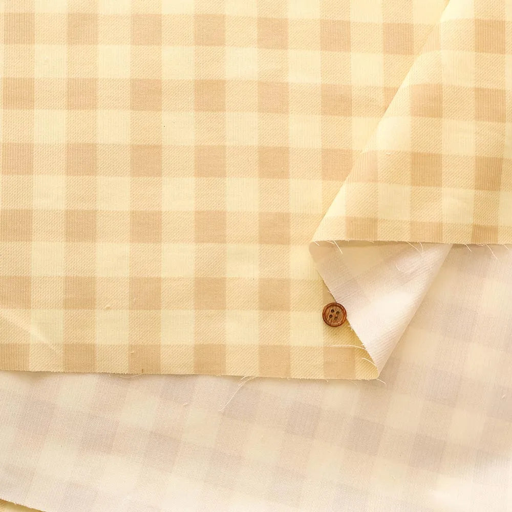 Cotton Corduroy Printed Fabric - Check - nomura tailor