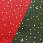 Cotton Shirting Lame (Glitter) Printed Fabric - Christmas Star - nomura tailor
