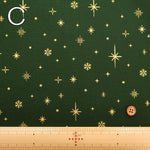 Cotton Shirting Lame (Glitter) Printed Fabric - Christmas Star - nomura tailor