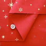 Cotton Shirting Lame (Glitter) Printed Fabric - Christmas Star - nomura tailor