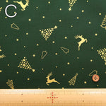 Cotton Shirting Lame (Glitter) Printed Fabric - Christmas Trees and Reindeer - nomura tailor