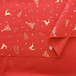 Cotton Shirting Lame (Glitter) Printed Fabric - Christmas Trees and Reindeer - nomura tailor
