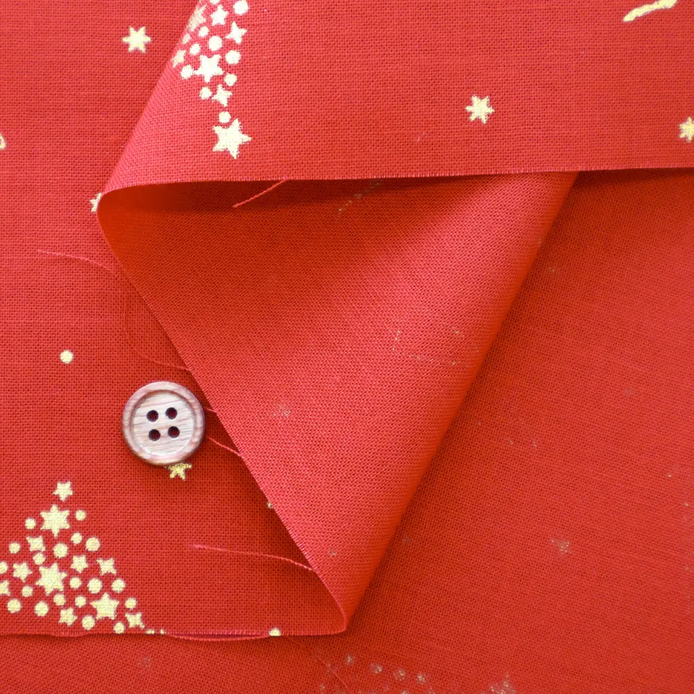 Cotton Shirting Lame (Glitter) Printed Fabric - Christmas Trees and Reindeer - nomura tailor