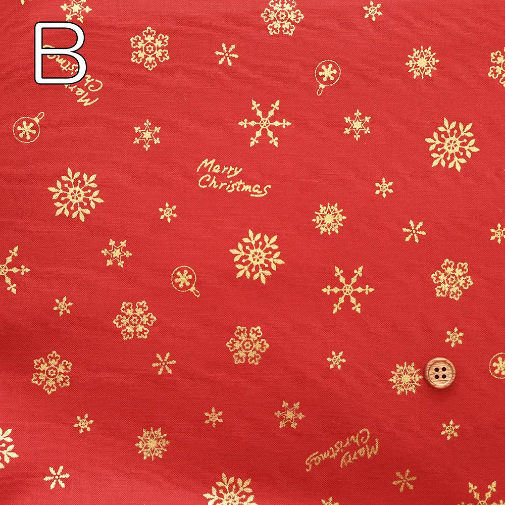 Cotton Shirting Lame (Glitter) Printed Fabric - Christmas Snowflakes - nomura tailor