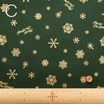 Cotton Shirting Lame (Glitter) Printed Fabric - Christmas Snowflakes - nomura tailor
