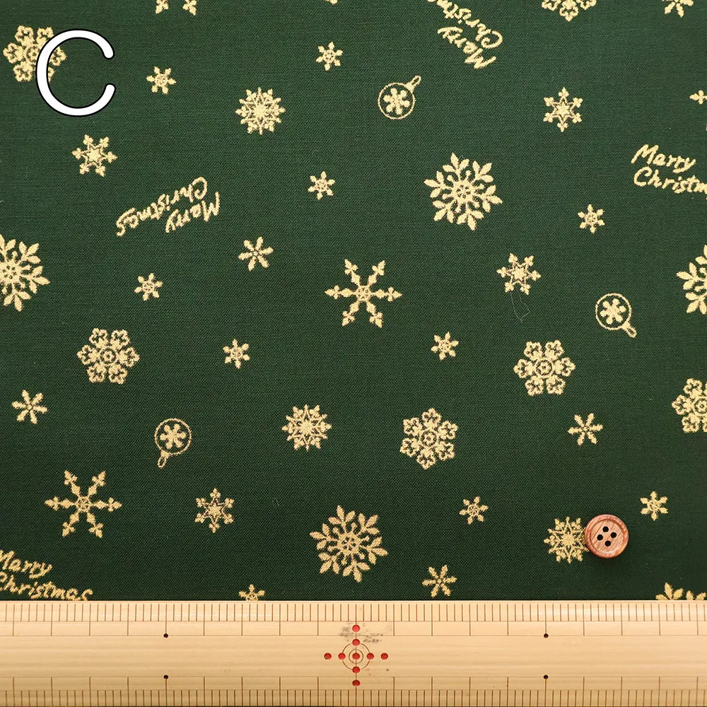 Cotton Shirting Lame (Glitter) Printed Fabric - Christmas Snowflakes - nomura tailor