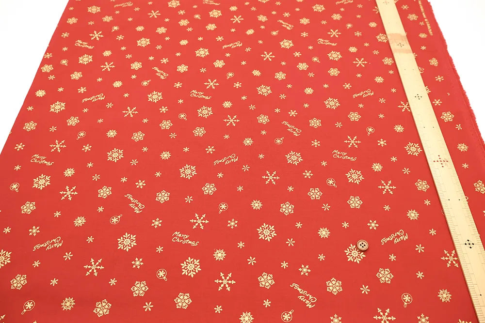 Cotton Shirting Lame (Glitter) Printed Fabric - Christmas Snowflakes - nomura tailor