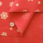 Cotton Shirting Lame (Glitter) Printed Fabric - Christmas Snowflakes - nomura tailor