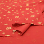 Cotton Shirting Lame (Glitter) Printed Fabric - Christmas Snowflakes - nomura tailor