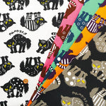 Cotton Oxford Printed Fabric やんのかキャッツ - nomura tailor