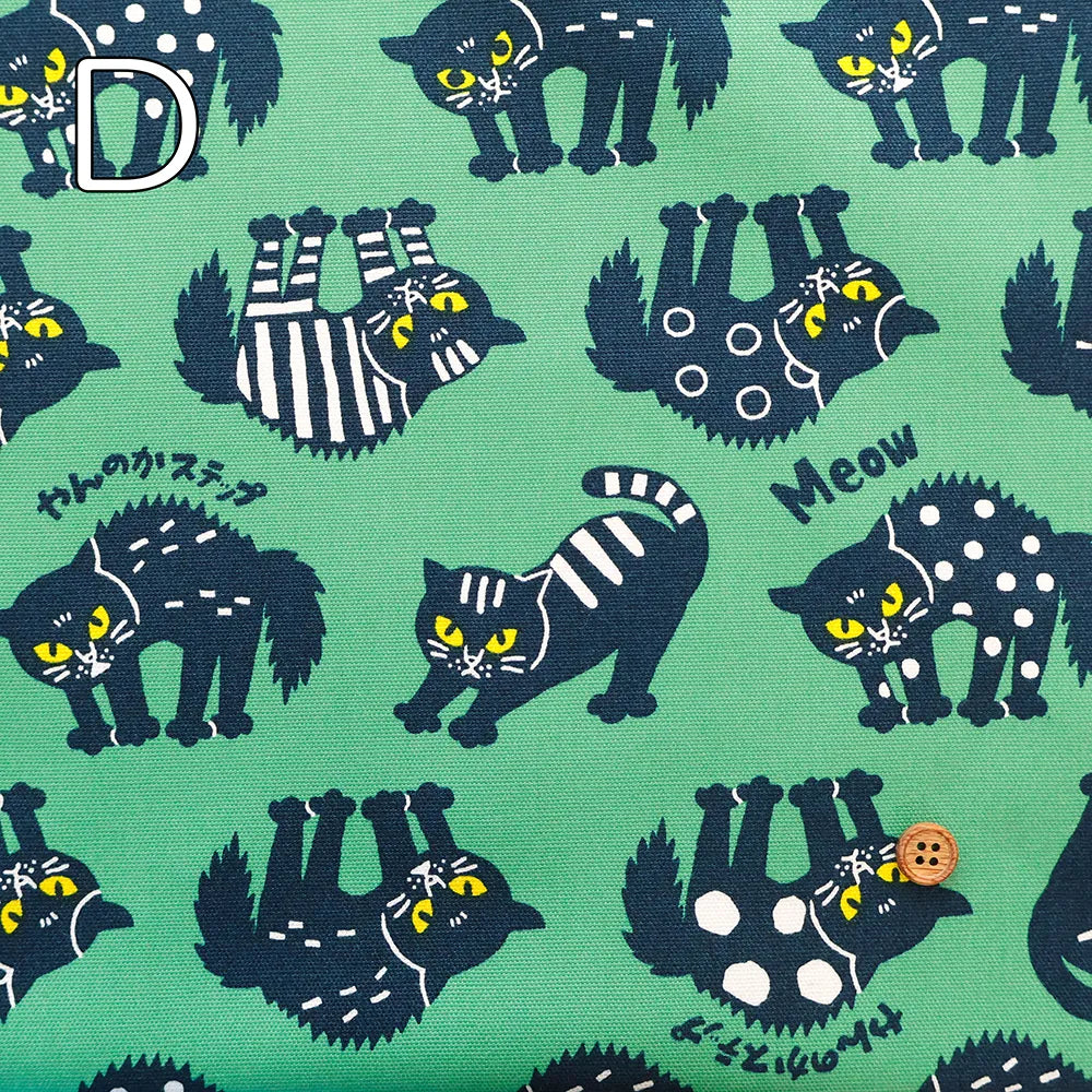 Cotton Oxford Printed Fabric やんのかキャッツ - nomura tailor