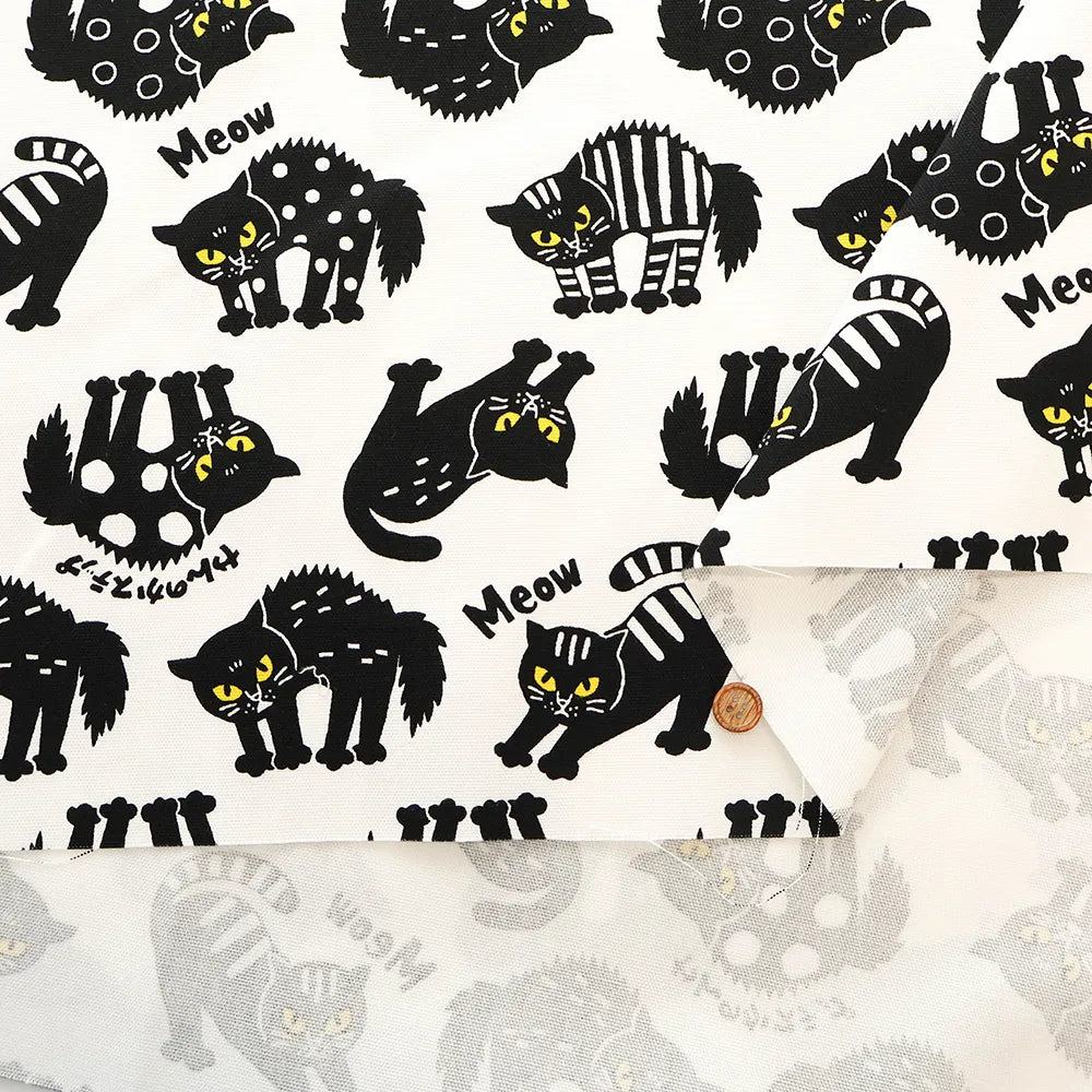 Cotton Oxford Printed Fabric やんのかキャッツ - nomura tailor