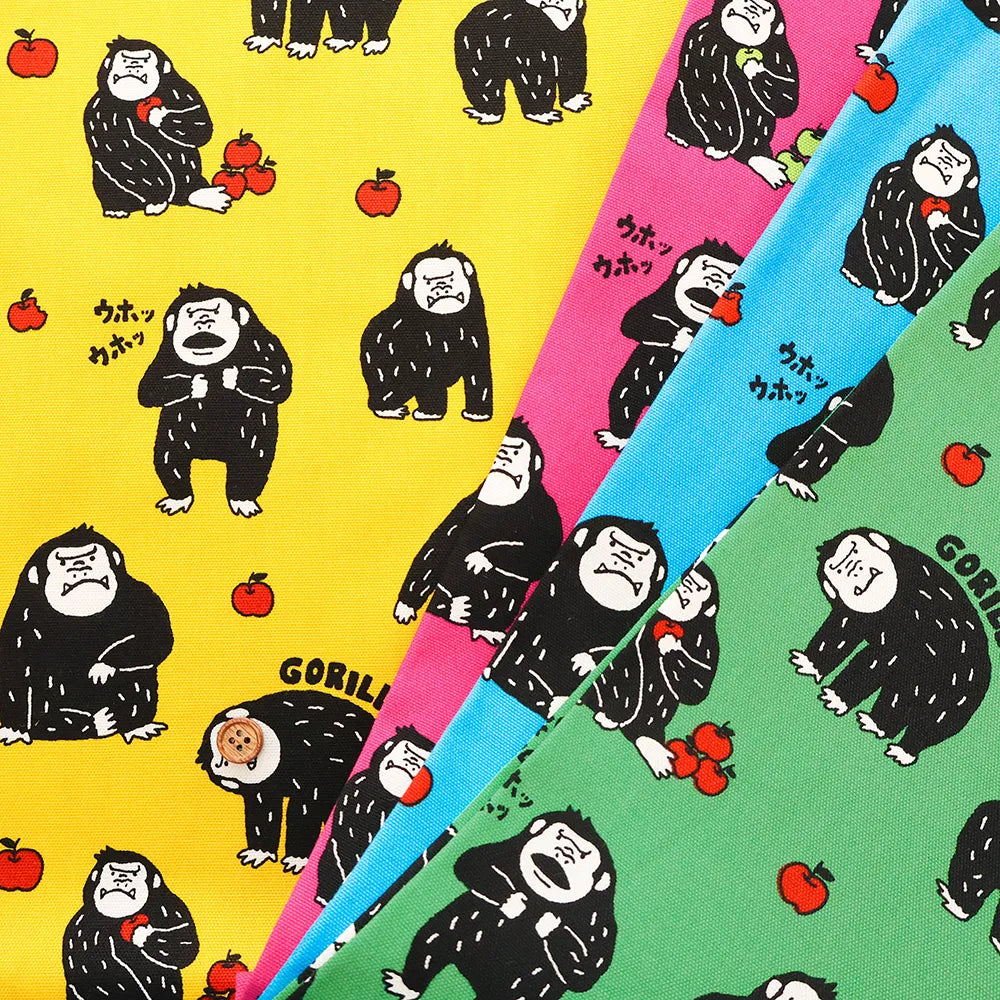 Cotton Oxford Printed Fabric おとぼけゴリラ - nomura tailor
