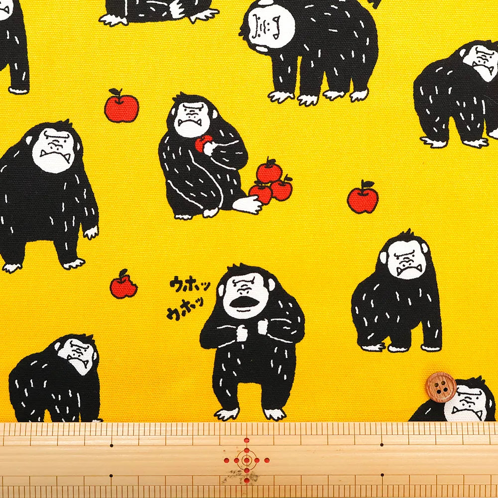 Cotton Oxford Printed Fabric おとぼけゴリラ - nomura tailor
