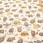 Cotton Oxford Printed Fabric - Favorite Wombat - nomura tailor