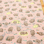 Cotton Oxford Printed Fabric - Favorite Wombat - nomura tailor