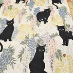 Cotton Sheeting Print Fabric Hyakka Ryoran Fujito Cat - nomura tailor