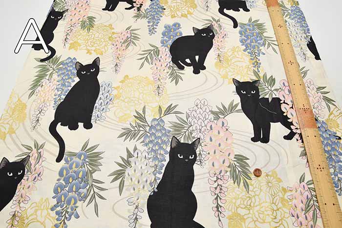 Cotton Sheeting Print Fabric Hyakka Ryoran Fujito Cat - nomura tailor