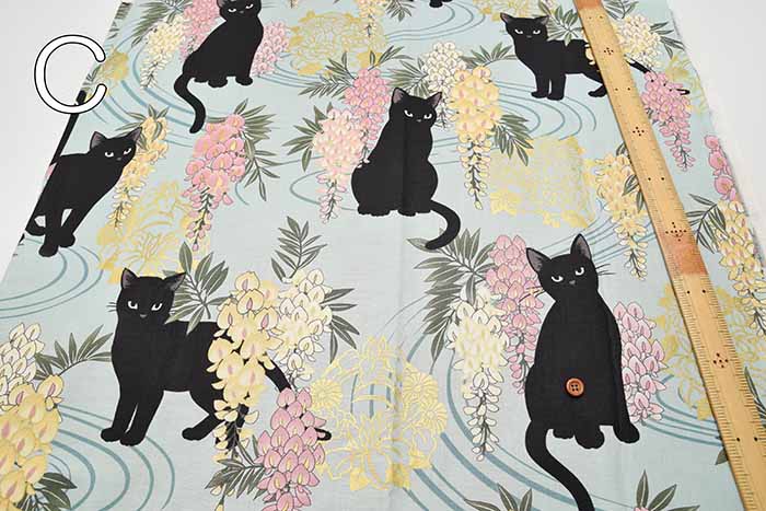 Cotton Sheeting Print Fabric Hyakka Ryoran Fujito Cat - nomura tailor