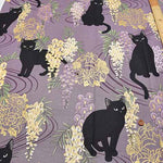 Cotton Sheeting Print Fabric Hyakka Ryoran Fujito Cat - nomura tailor