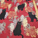 Cotton Sheeting Print Fabric Hyakka Ryoran Fujito Cat - nomura tailor