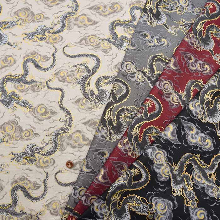 Cotton chinese Grame printed fabric New Currents Dragon - nomura tailor