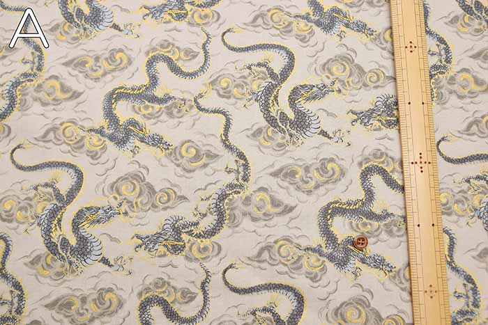 Cotton chinese Grame printed fabric New Currents Dragon - nomura tailor