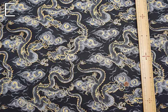 Cotton chinese Grame printed fabric New Currents Dragon - nomura tailor