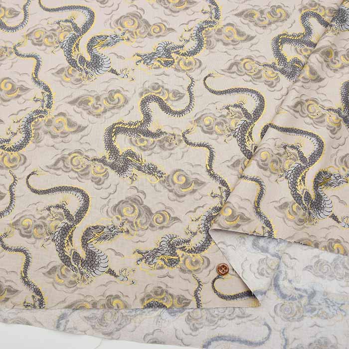 Cotton chinese Grame printed fabric New Currents Dragon - nomura tailor