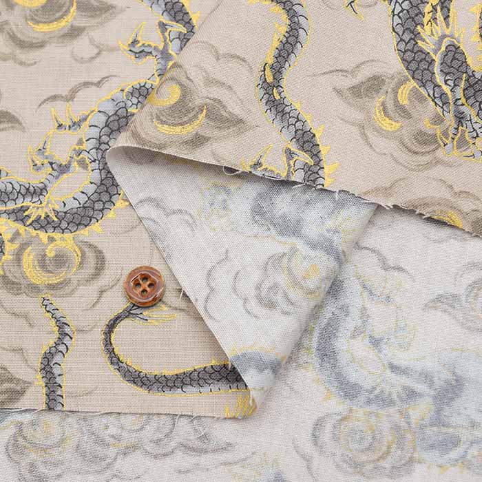 Cotton chinese Grame printed fabric New Currents Dragon - nomura tailor