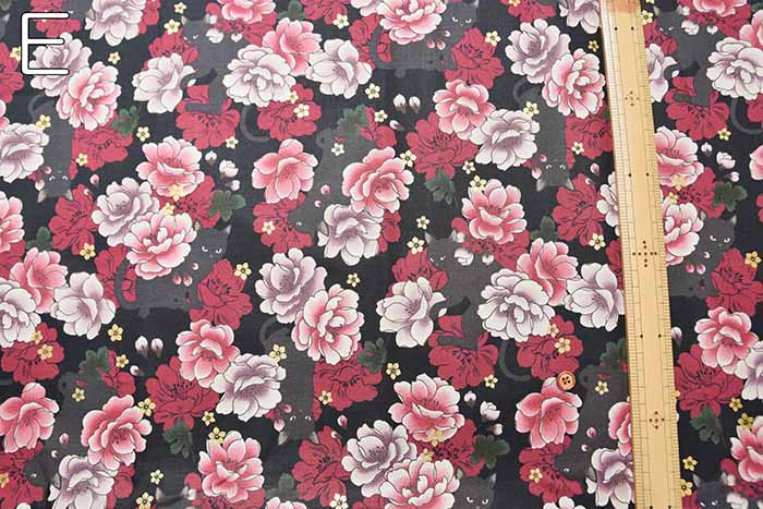 Cotton Seated Printed Fabric Quilted Gait Black Cat - nomura tailor