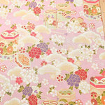 Cotton Seating Printed Fabric Quilted Gait Cherry Blossoms and Japanese Containers - nomura tailor