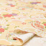 Cotton Seating Printed Fabric Quilted Gait Cherry Blossoms and Japanese Containers - nomura tailor