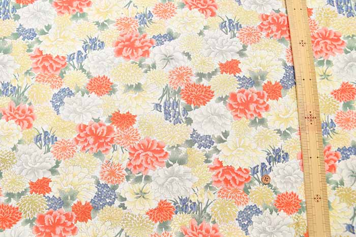 Cotton sheeting printed fabric New Currents Kaga "Hanabanaran - nomura tailor