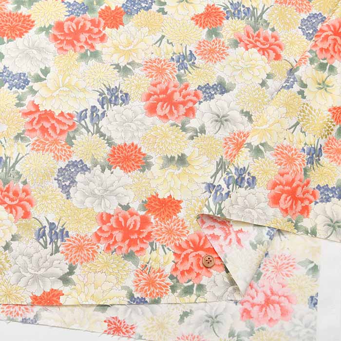 Cotton sheeting printed fabric New Currents Kaga "Hanabanaran - nomura tailor