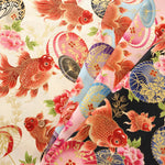 Cotton Sheeting printed Fabric - Blooming Orchids 金魚と番傘 - nomura tailor