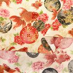 Cotton Sheeting printed Fabric - Blooming Orchids 金魚と番傘 - nomura tailor