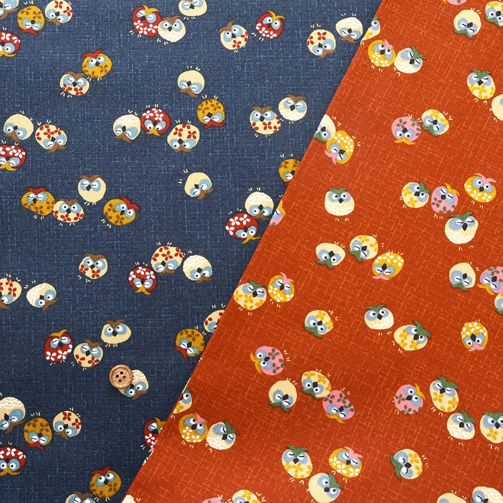 Cotton Sheeting printed Fabric - Japanese-style - Owl - nomura tailor