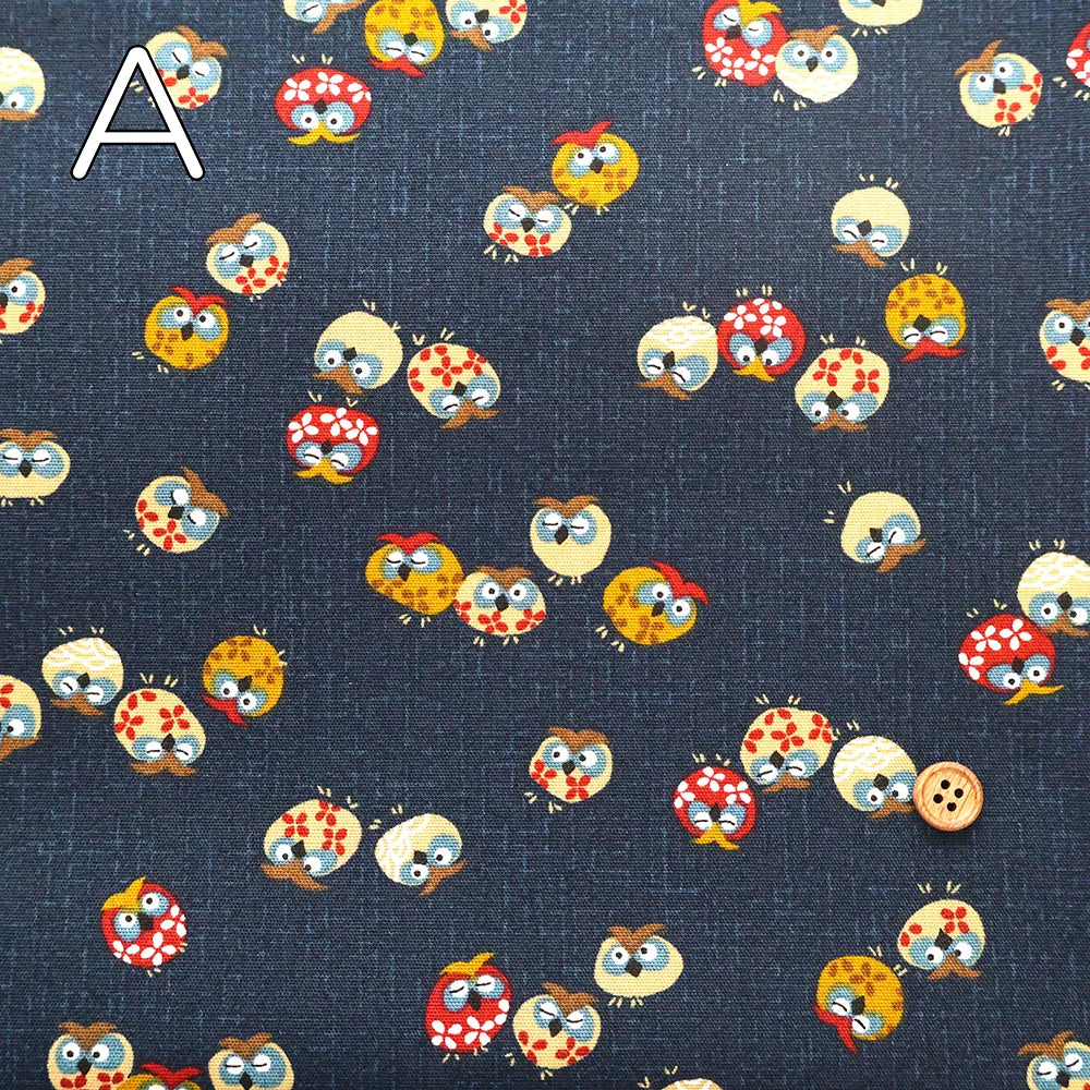 Cotton Sheeting printed Fabric - Japanese-style - Owl - nomura tailor