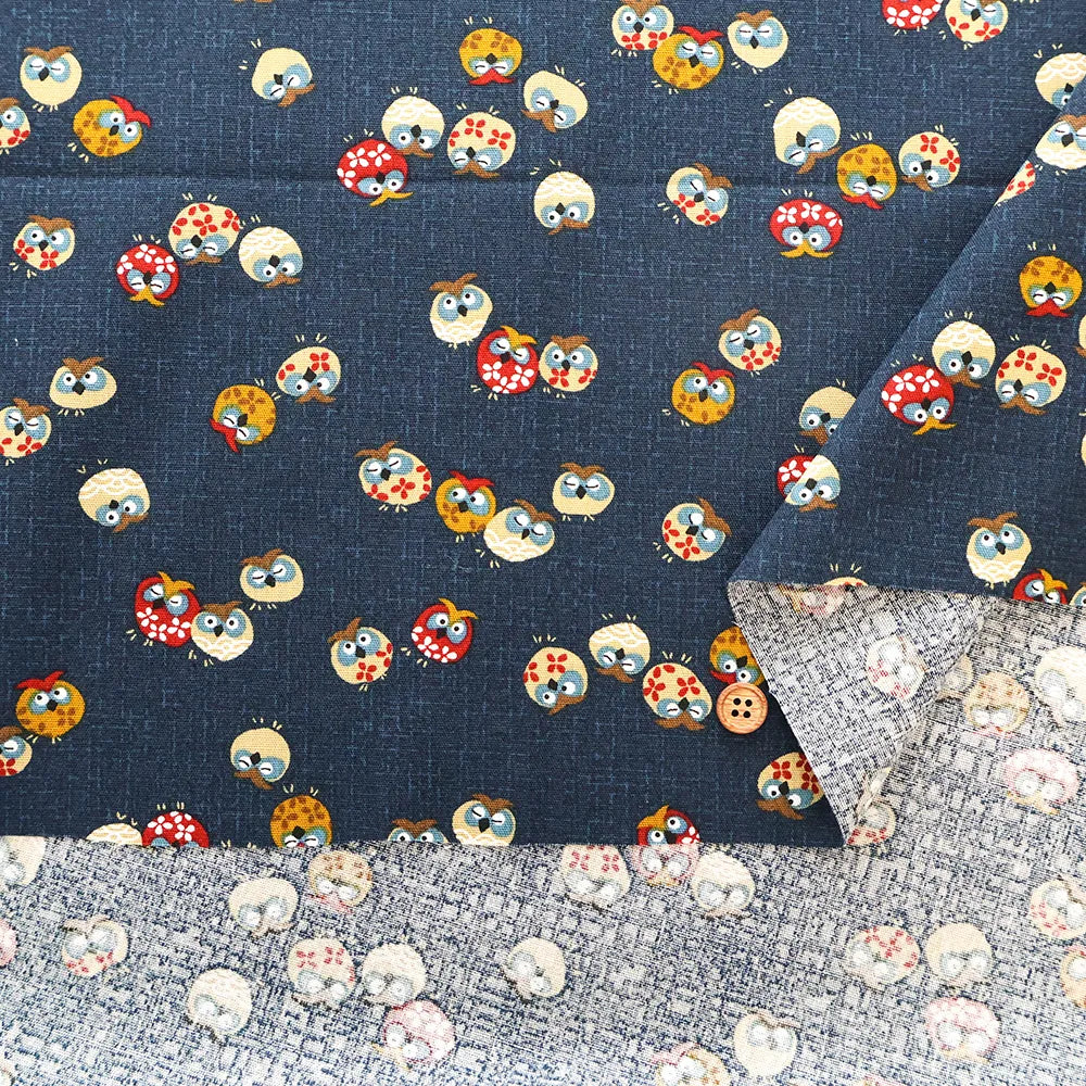 Cotton Sheeting printed Fabric - Japanese-style - Owl - nomura tailor