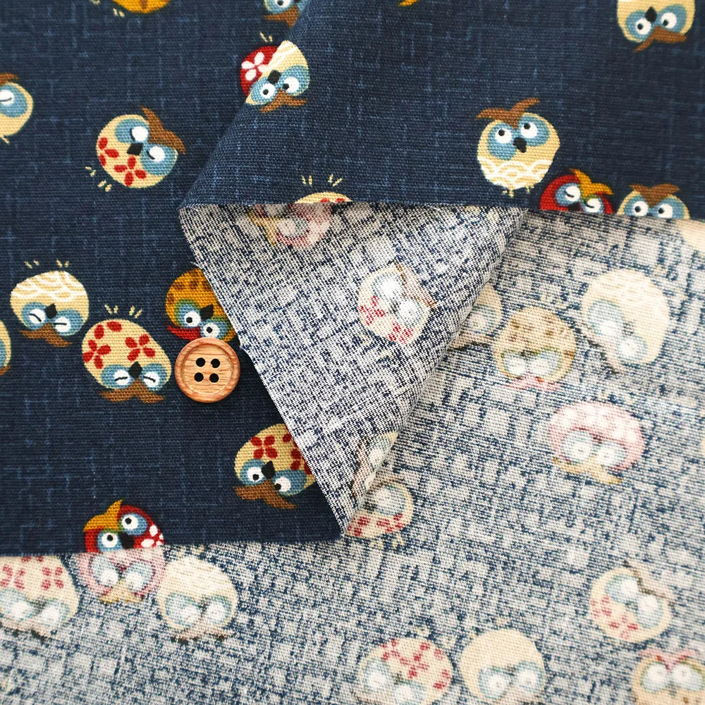 Cotton Sheeting printed Fabric - Japanese-style - Owl - nomura tailor