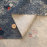 Cotton Sheeting printed Fabric - Japanese-style Seigaiha Rabbits - nomura tailor