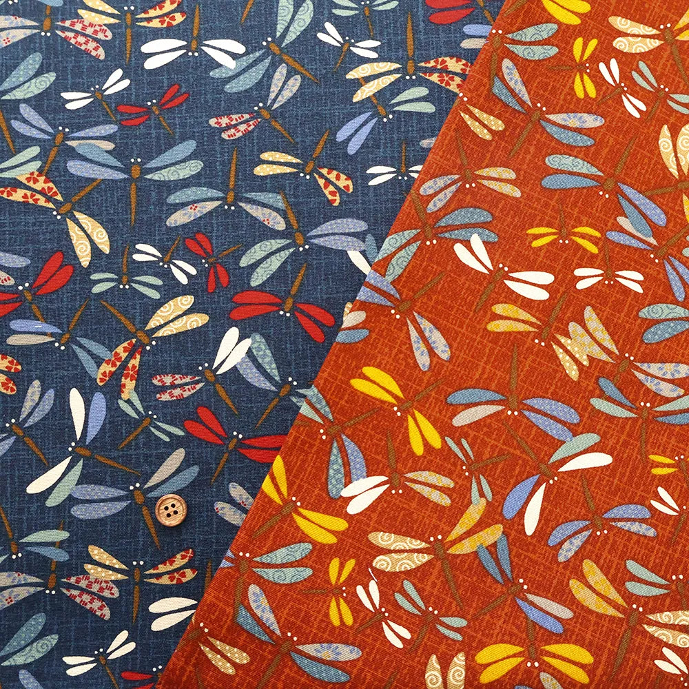 Cotton Sheeting printed Fabric - Japanese-style Dragonflies - nomura tailor
